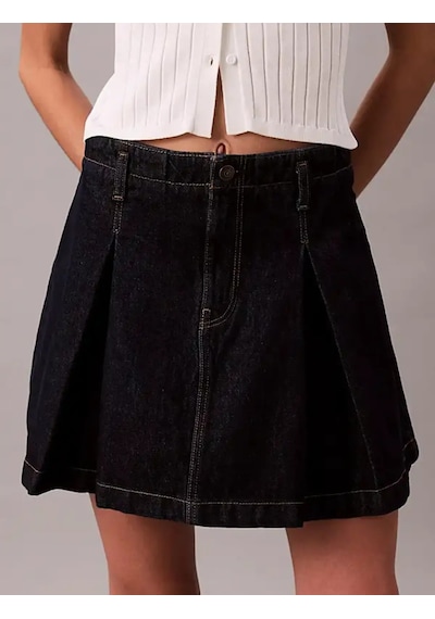 Calvin Klein Pleated Denım Skırt Ck Classıc R Lacivert Kadın Etek