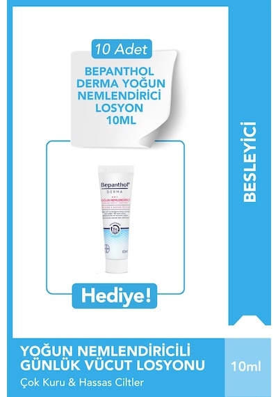 Bepanthol Derma Yoğun Nemlendirici Günlük Vücut Losyonu 400 ML + Yoğun Nemlendirici Losyon 10 x 10 ML