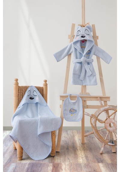 Cotton Box Bebek Banyo Seti Bear Mavi