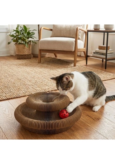 Akordiyon Karton Kedi Tırmalama Oyuncağı Mıknatıslı Katlanabilir Etkileşimli Kedi Oyuncağı,pençe Tahtası 5728