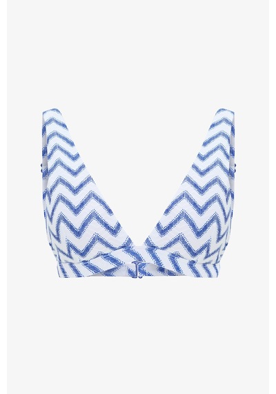 Penti Biana Navy Deep V Kesim Zigzag Desenli Bikini Üstü