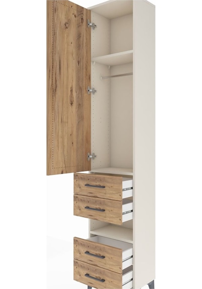 Arges Dolap 3 Raflı 4 Çekmeceli Tek Askılı 44x30x221 Aytaşı-çam Aytaşı