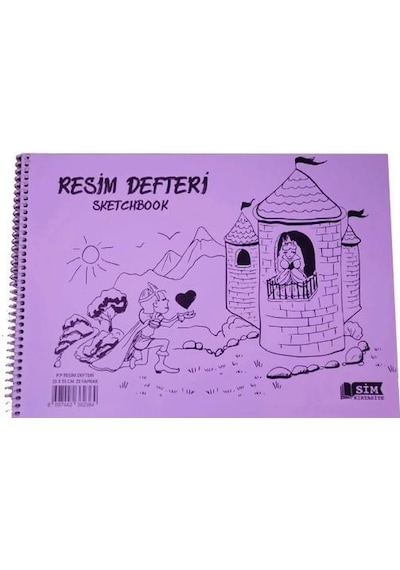 Sim 25x35 Spiralli Plastik Kapak 25 Yaprak Resim Defteri 12 Adet