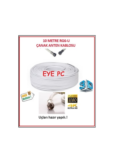 10 M 10 Metre Uydu Çanak Anten Kablosu Hazır Yapılı