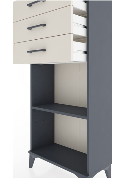 Hyperion Dolap Tek Raflı 3 Çekmeceli 60x44x134 Antrasit-aytaşı Antrasit