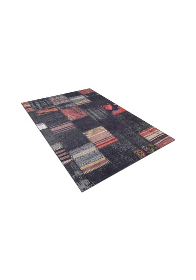 Piksel Halı Siyah Patchwork Desen Dijital Baskı Halı Çok Renkli