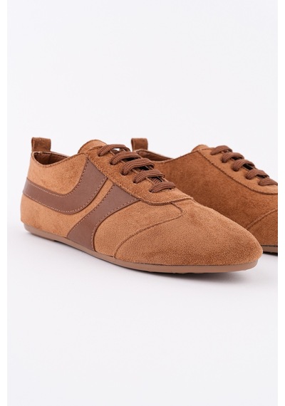 Muggo Vibe Bağcıklı Günlük Kadın Sneaker Spor Ayakkabı Taba