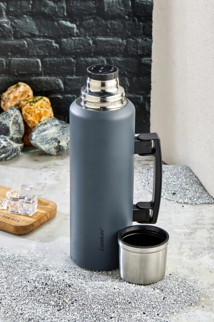 Cooker 1,5 Litre Kulplu Çelik Termos Ckr-2085 Zeytin Mavi