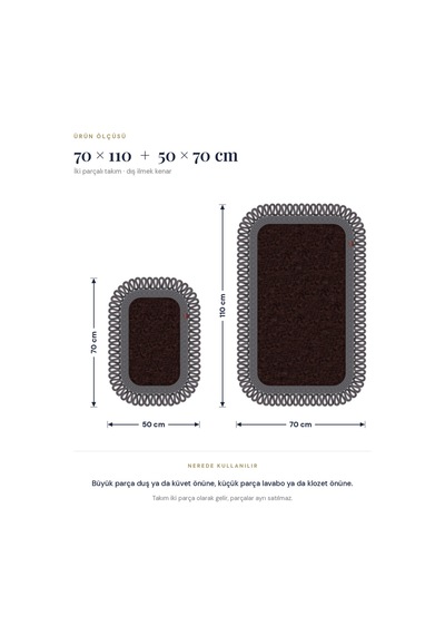 Banyo Paspası Takımı 70x110+50x70 Cm Dış Trikot Acı Kahve & Antrasit