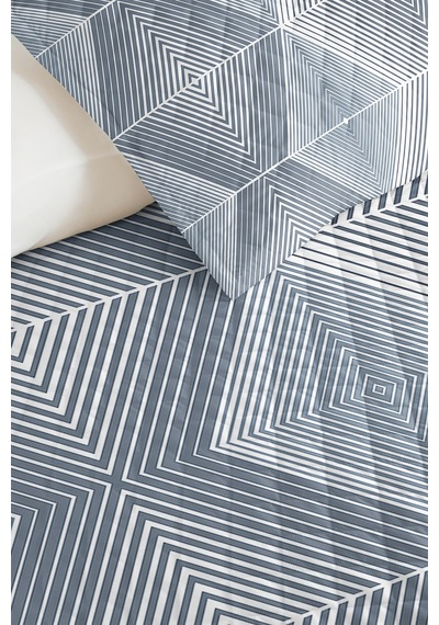 Mavi Geometrik Genç Odası Tek Kişilik Pike Takımı - Gri Modern 160x220 Cm Kapitone Yatak Örtüsü Mumlu Bulut Kokusu