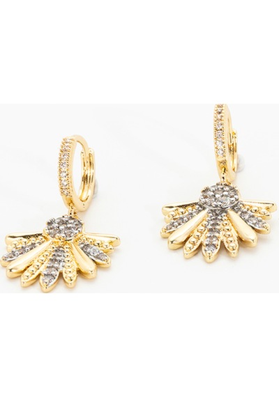 Biem Midye Model Taşlı Küpe Gold/gümüş