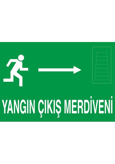 Jetyazdır Uyarı Levhaları ''yangın Çıkış Merdiveni Sağ '' A4 Pvc 30 21 Cm