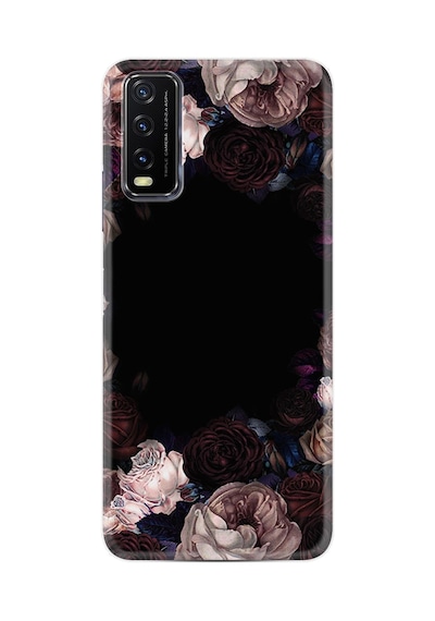 Vivo Y12s Kılıf Resimli Desenli Silikon Platinium Series Dark Flowers 1906