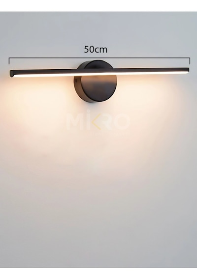 Laaysa Dekoratif Banyo Duvar Ayna Tablo Aydınlatması Led Flüt Aplik 50 Cm Siyah