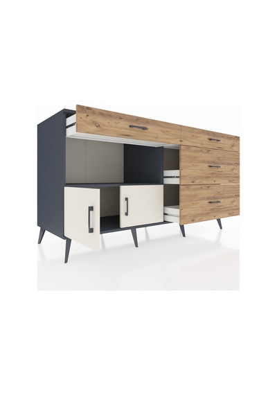 Kronos Konsol Tek Raflı 4 Çekmeceli 2 Kapaklı 176x59x99 Antrasit- Antrasit-aytaşı/çam Kronos Konsol Tek Raflı 4 Çekmeceli 2 Kapaklı 176x59x99 Antrasit- Antrasit-aytaşı/çam