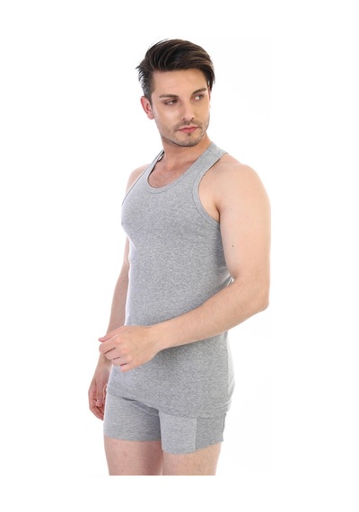 Çift Kaplan Erkek Ribana Spor Gri Atlet 915