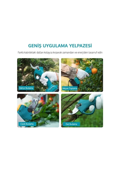 Prohummer Ph101 2li Bahçe Seti 58 Vf 5 Ah Çift Akülü Çelik Şanzıman Şarjlı Dal Budama Ve Testeresi Mavi
