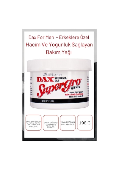 Dax For Men Erkeklere Özel Hacim ve Yoğunluk Sağlayan Bakım Yağı 198 G