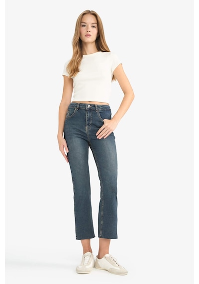 Defacto Crop Flare Fit Düşük Bel Bilek Boy Jean Yıkamalı Pantolon G2217ax25wnnm34 Mavi