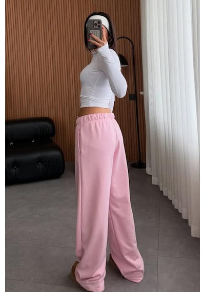 Madmext Pembe Bol Paça Kadın Eşofman Altı Mg2279 Pembe