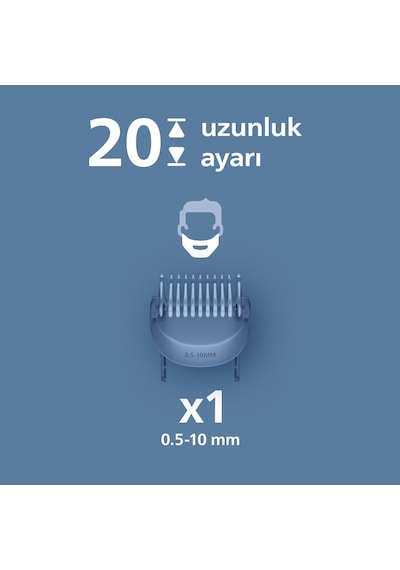 Beard Trimmer 3000 Serisi, Siyah, 20 Uzunluk Ayarı, Kendini Bileyen Bıçaklar, 60 Dakika Kablosuz Kullanım, Usb-a Şarj, Bt3617/15