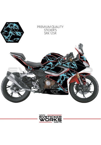 Rks Srk 125r Kaplama Sticker Şimşek Yıldırım Motor Kaplama Modeli Hazır Kit Mavi