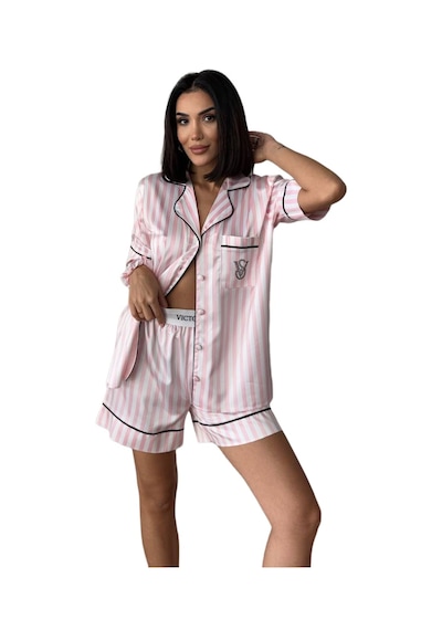 Victoria"s Secret İpek Saten Yazlık Pijama Takımı Toz Pembe Açık Pembe