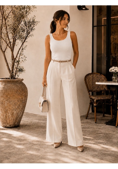 Unika Boutique Kadın Fittili Kalın Askılı Crop Atlet ekru