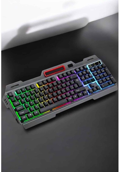 Led Işıklı Oyuncu Klavye Usb Girişli Rgb Işıklı Q Klavye Mouse li Mh-hs7268-4664