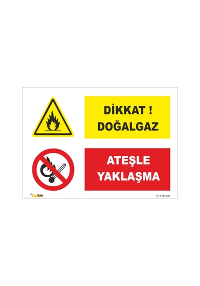 Dikkat Doğalgaz Ateşle Yaklaşma - Isg Levhası