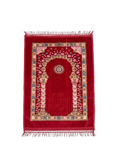 Peluş Seccade 80x120 Cm Desenli Lüks Namaz Seccadesi Çok Renkli-6