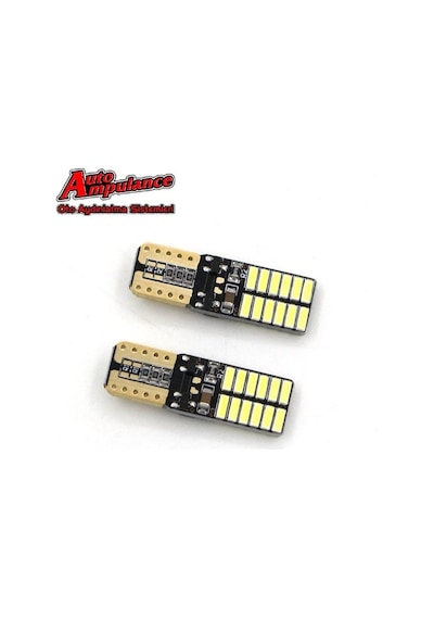 T10 Led Dipsiz W5W Canbus 24 Ledli Beyaz Park Plaka Ampül 2 Adet N11.2671