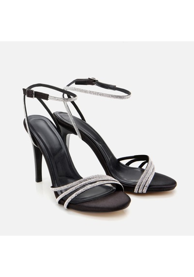 Hotiç Siyah Kadın Taşlı Topuklu Sandalet 01sah307620a121 Siyah-black Siyah