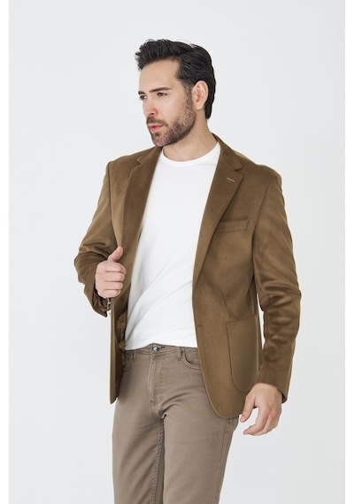 Kahverengi Fitilli Kadife Slim Fit Blazer Ceket Kahve