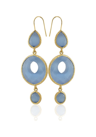Kadir Jewellery 22 Ayar Altın Kaplama Kadın Sallantılı Küpe -el İşçiliği Ve Hipoalerjenik Küpe Buz Mavisi 97167084