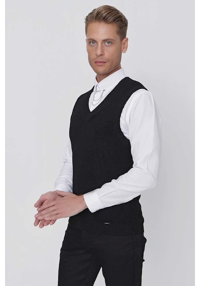 Efor Süveter 01 Slim Fit Siyah Süveter Triko Siyah