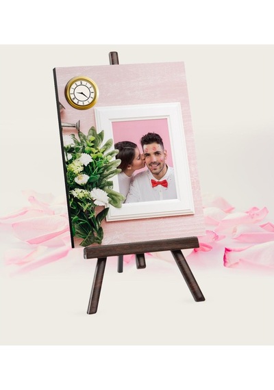 Kişiye Özel Fotoğraflı Şovaleli Masa Saati - 3