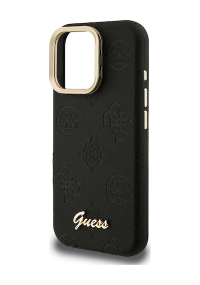 Apple Uyumlu iPhone 15 Pro Max Kılıf Guess Lisanslı M-safe Şarj Özellikli Kamera Standlı Peony Kapak Siyah