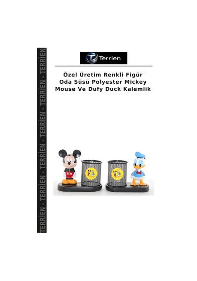 Özel Üretim Renkli Figür Oda Süsü Polyester Mickey Mouse Ve Dufy Duck Kalemlik Çok Renkli