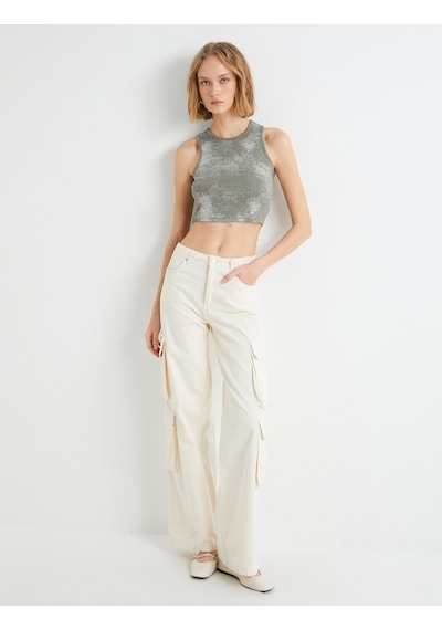 Koton Crop Atlet Halter Yaka Metalik Sim Baskılı Fitilli Ada Çayı 4sak10284ek Açık Yeşil Koton Crop Atlet Halter Yaka Metalik Sim Baskılı Fitilli Ada Çayı 4sak10284ek Açık Yeşil