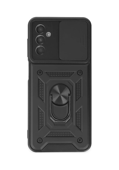 Samsung Galaxy A04s Uyumlu Kılıf Pars Lens Yüzüklü Silikon - Siyah
