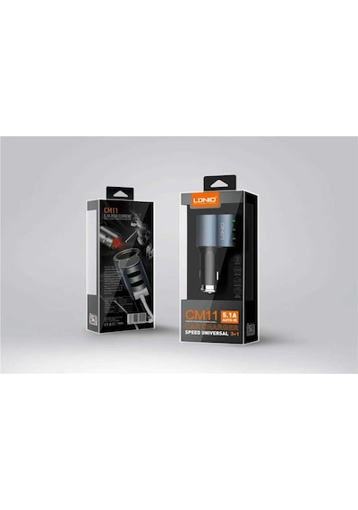 Ldnıo Cm11 5.1A Otomatik 3 Port Oto Araç Şarj Aleti+Qc 3.0
