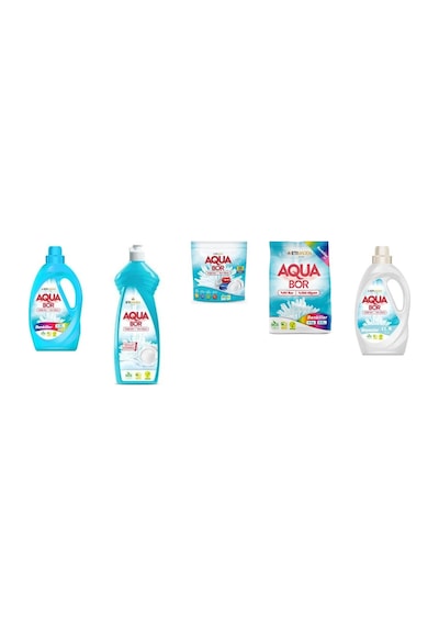 Aquabor Doğal Mineralli Sıvı Renkliler + Elde Bulaşık + Tablet + 4 Kg Renkliler + Sıvı Beyaz 5 Li Set 0.75 LT - 2.5 LT - 12 KG