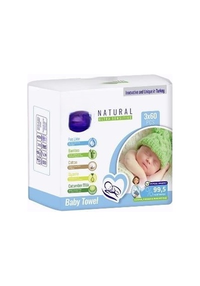 Bezos Natural Islak Havlu Mendil 3x60 180 Yaprak Dlra Tekli