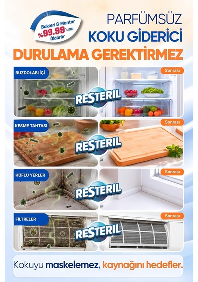 Antibakteriyel%100 Doğal Alkolsüz Dezenfektan Yüzey Temizleyici Günlük Hijyen Spreyi Seti 2x5000ml