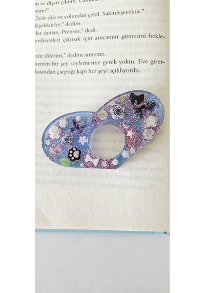 Reçine Sayfa İşaretleyici, Çiçek Ve Kelebek Desenli, Pembe Ve Mor Glitter, El Yapımı Kitap Ayracı