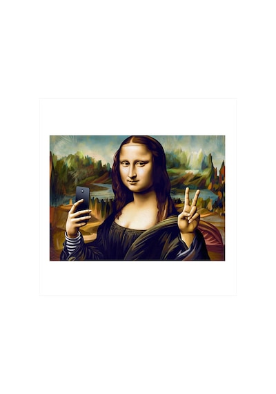 Mona Lisa Selfie Çekiyor Hediyelik Mdf Tablo