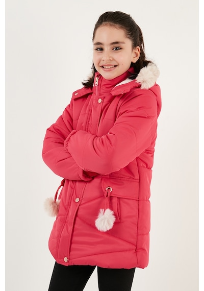 Lela Içi Peluş Astarlı Kapüşonlu Şişme Kız Çocuk Mont 6035034 Kırmızı