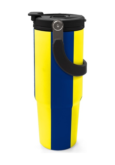 Coral High Kids Sarı Lacivert Çubuklu Pipetli Ve Direkt İçim Çelik Termos 900 Ml 38730 Lacivert - Sarı