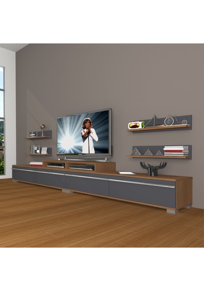 Decoraktiv Ekoflex 360r Mdf Tv Ünitesi Tv Sehpası Ceviz - Antrasit